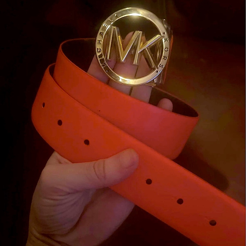 Reversible MK belt orange and monogram MK